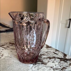 Elegant Pink Glass Pitcher